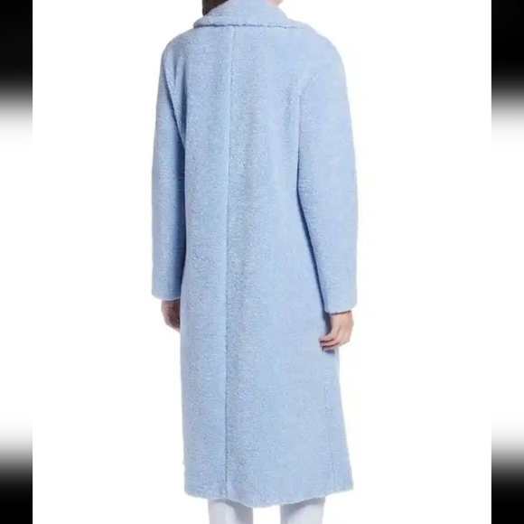 Something Navy Blue Faux Shearling Longline Coat - Picture 3 of 9